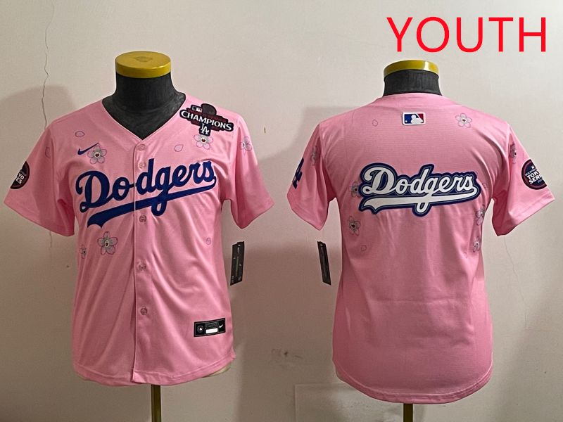 Youth Los Angeles Dodgers Blank Pink Sakura Edition 2025 Nike MLB Jersey style 14->youth mlb jersey->Youth Jersey